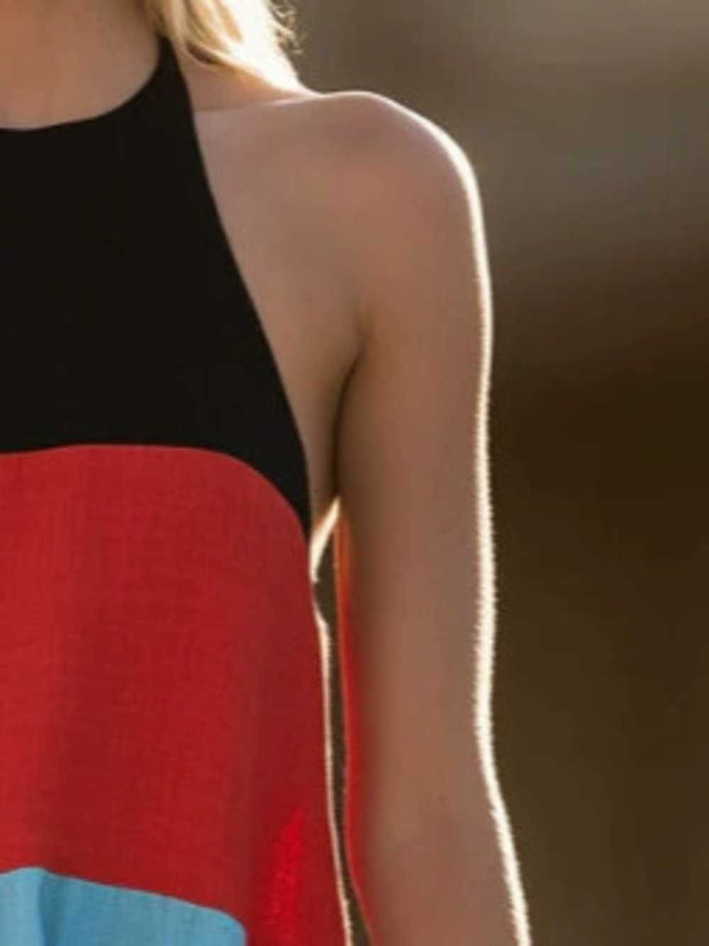 Casual Retro Color Block Sleeveless Round Neck Mini Dress